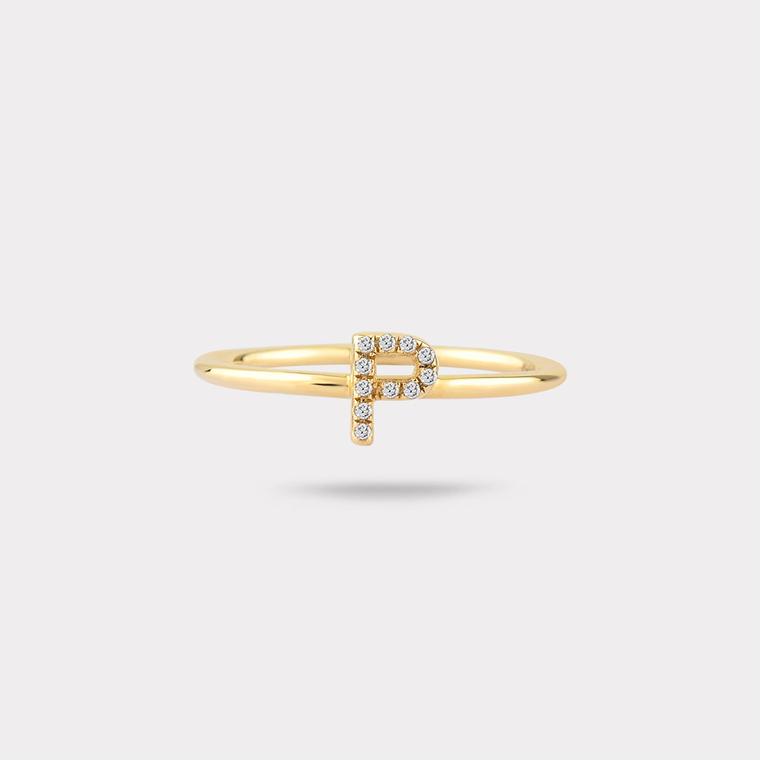 P INITIAL DIAMOND RING