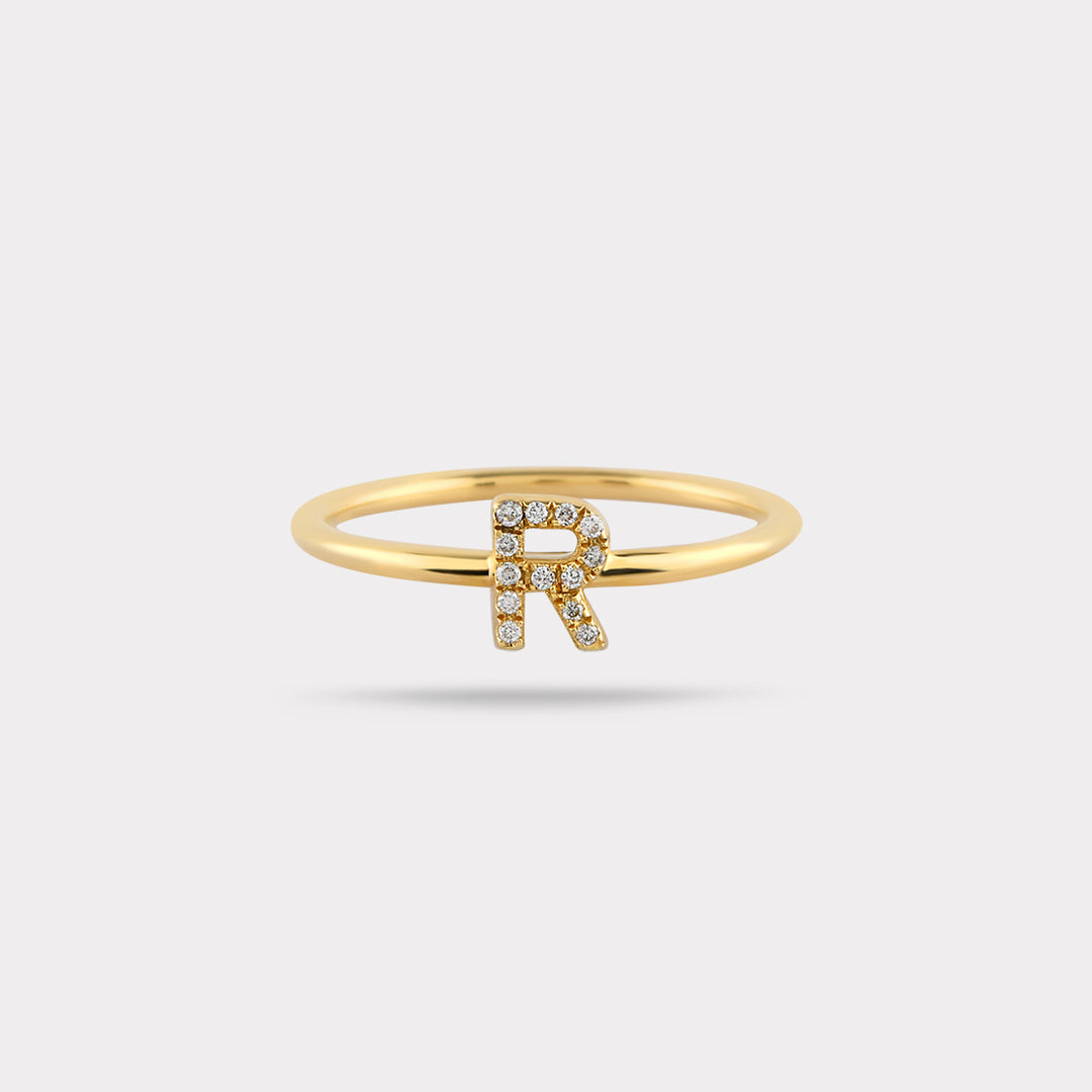 R INITIAL DIAMOND RING