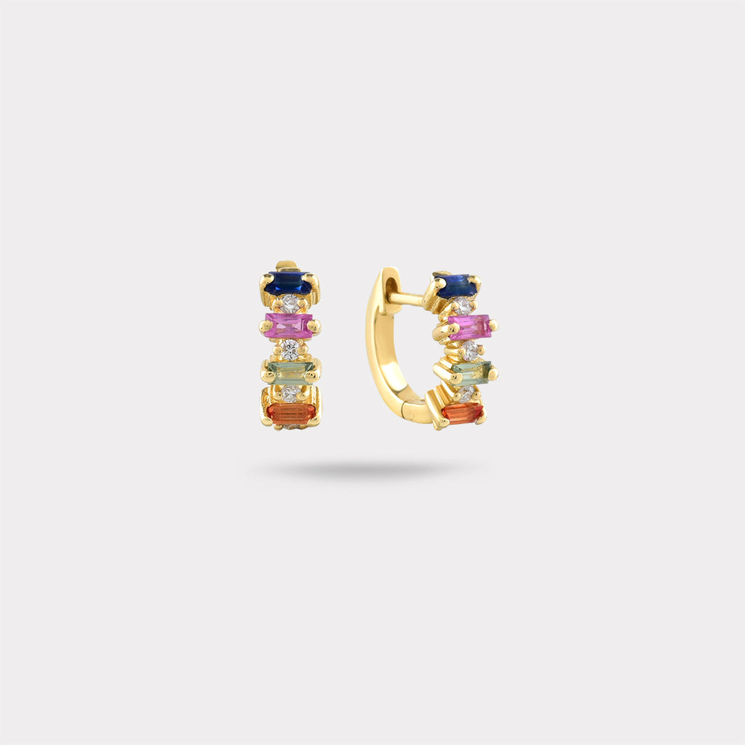 RAINBOW MC. SAPPHIRE HOOP EARRINGS