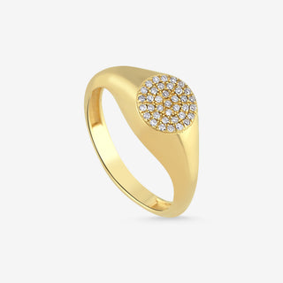 Radiant Disc Diamond Signet Yüzük
