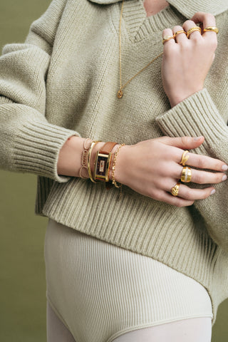 Golden Orbit Diamond Charm Bileklik