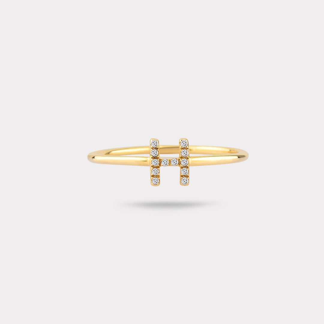 H INITIAL DIAMOND RING