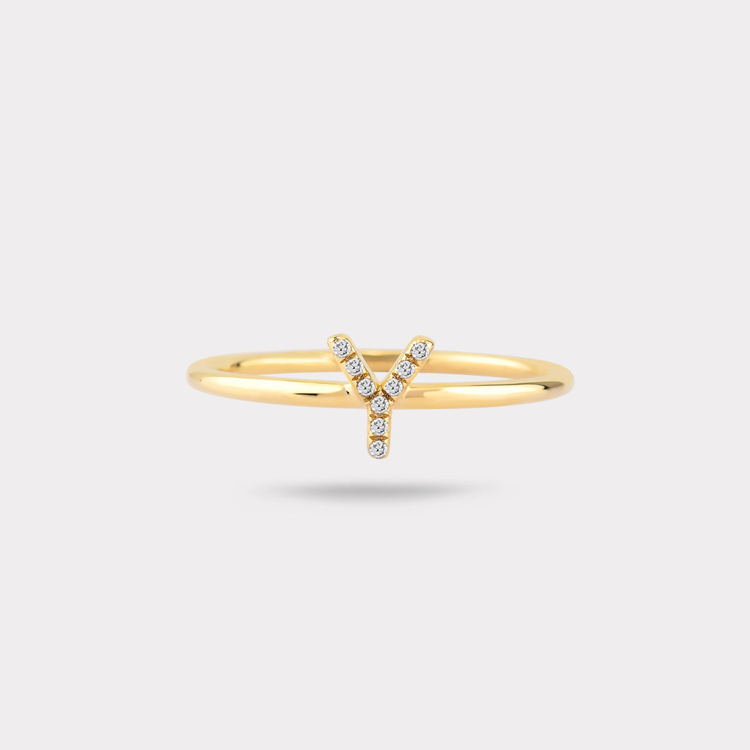 Y INITIAL DIAMOND RING