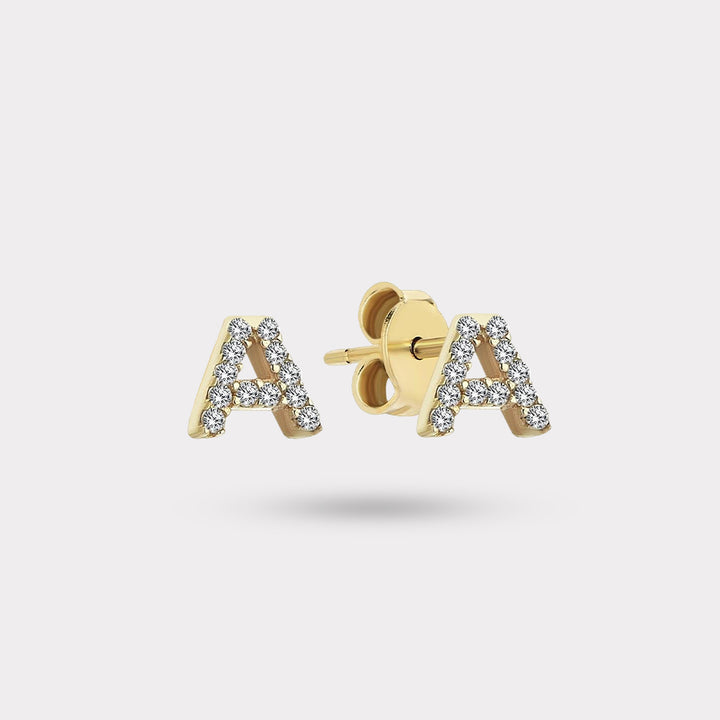INITIAL DIAMOND STUD EARRING