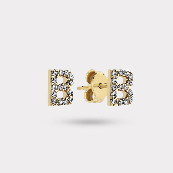 INITIAL DIAMOND STUD EARRING