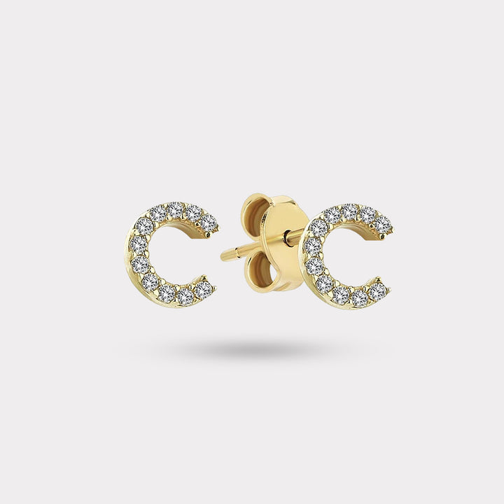 INITIAL DIAMOND STUD EARRING
