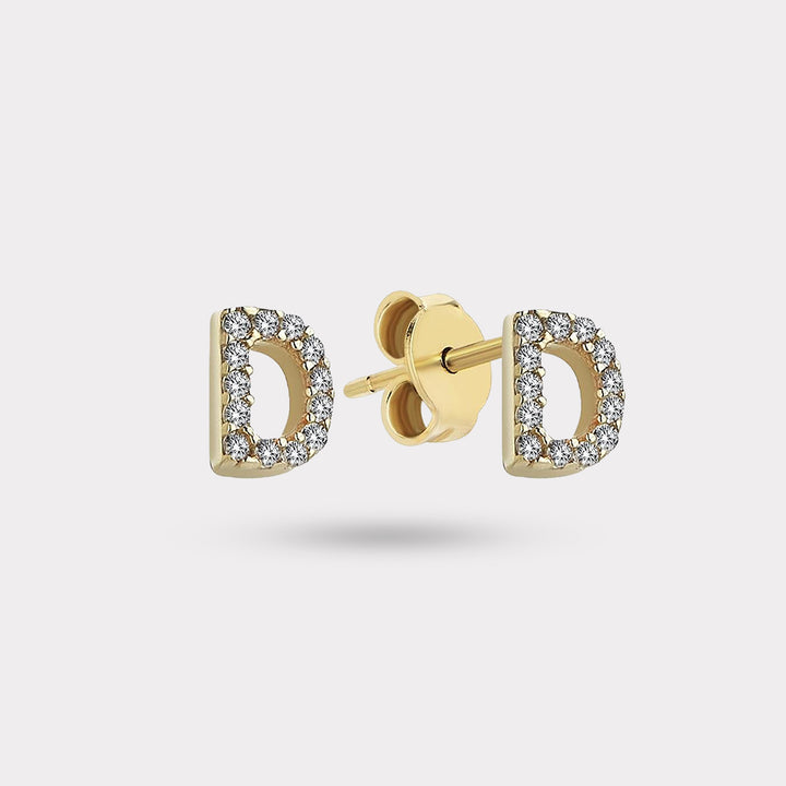 INITIAL DIAMOND STUD EARRING