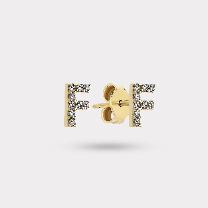 INITIAL DIAMOND STUD EARRING