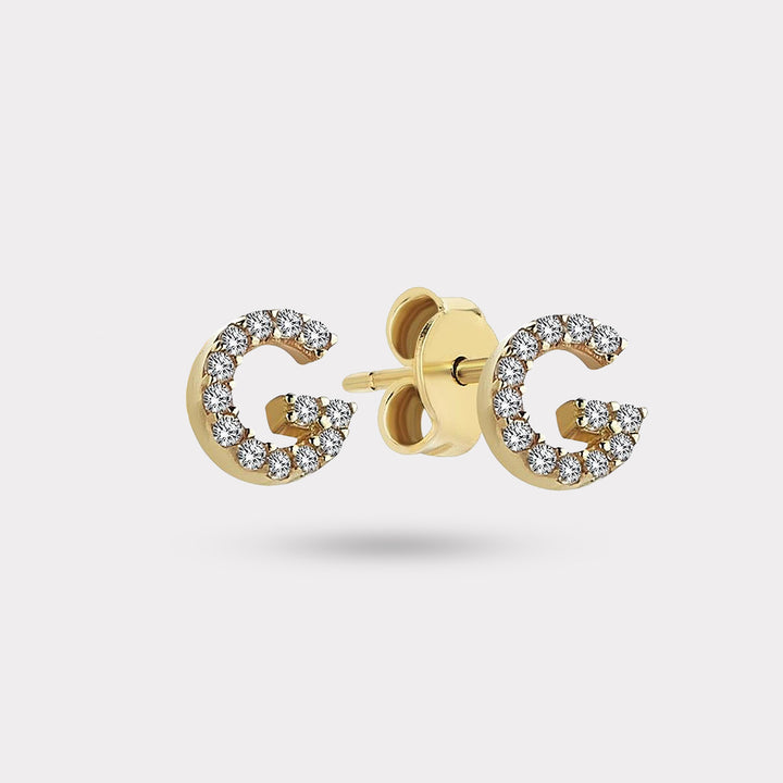 INITIAL DIAMOND STUD EARRING