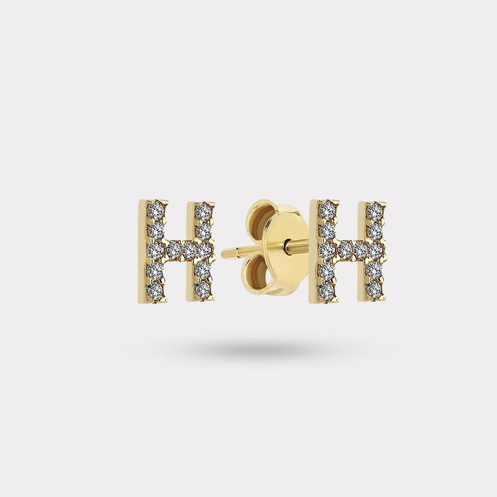 INITIAL DIAMOND STUD EARRING