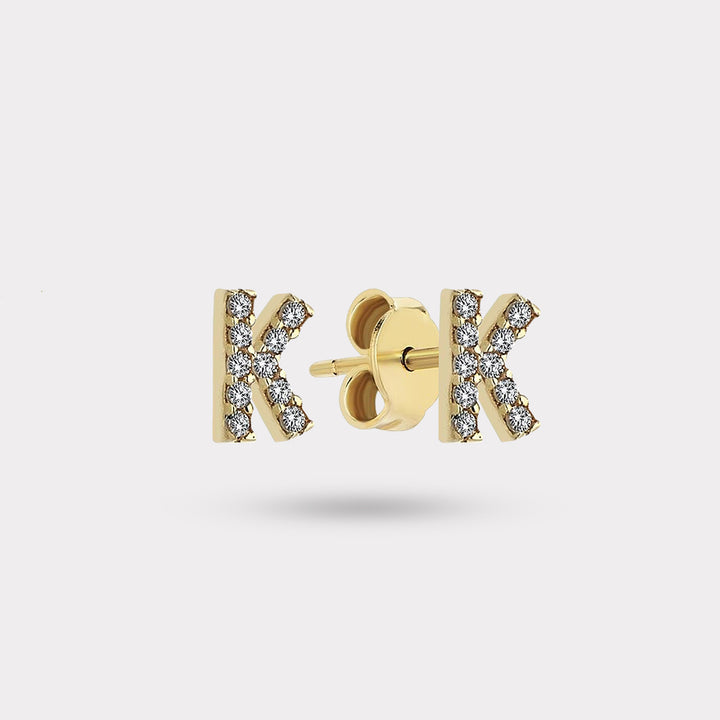 INITIAL DIAMOND STUD EARRING