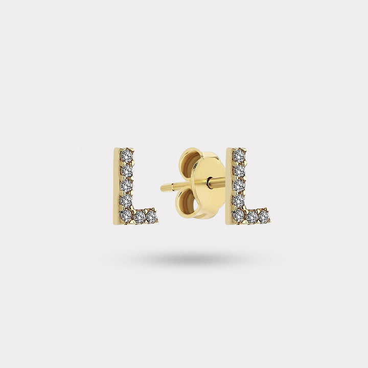 INITIAL DIAMOND STUD EARRING