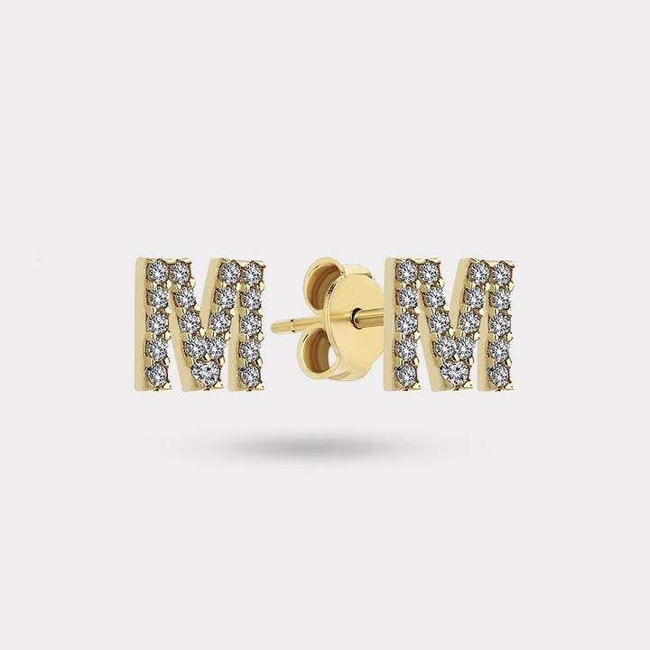 INITIAL DIAMOND STUD EARRING