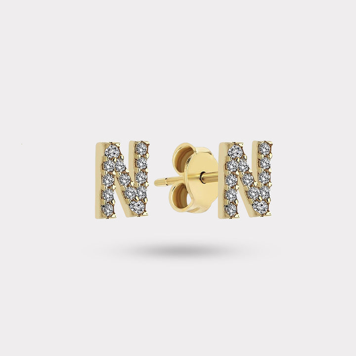 INITIAL DIAMOND STUD EARRING