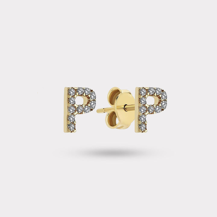 INITIAL DIAMOND STUD EARRING