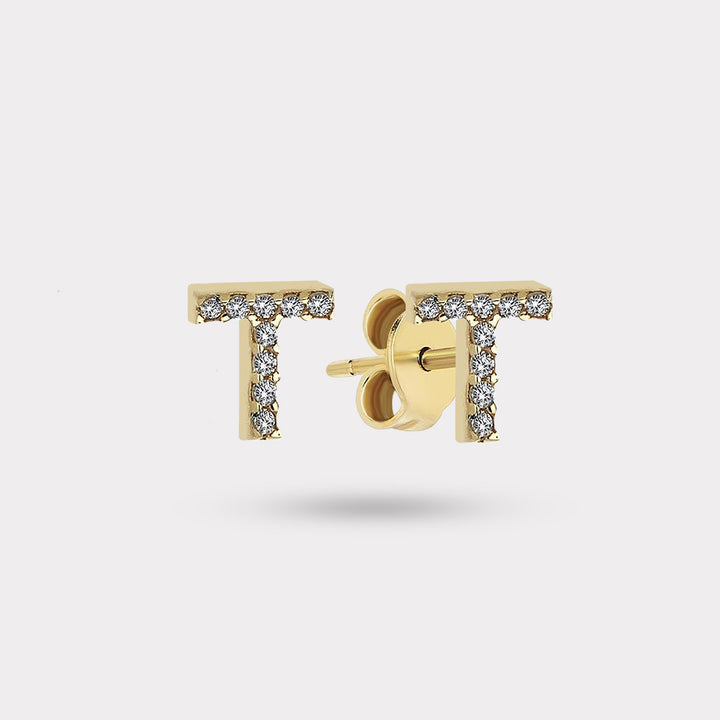 INITIAL DIAMOND STUD EARRING