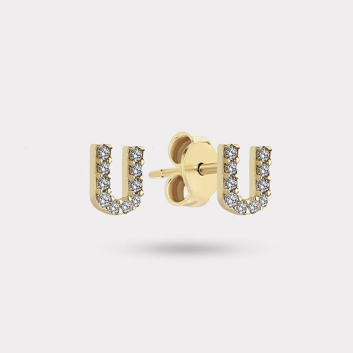 INITIAL DIAMOND STUD EARRING
