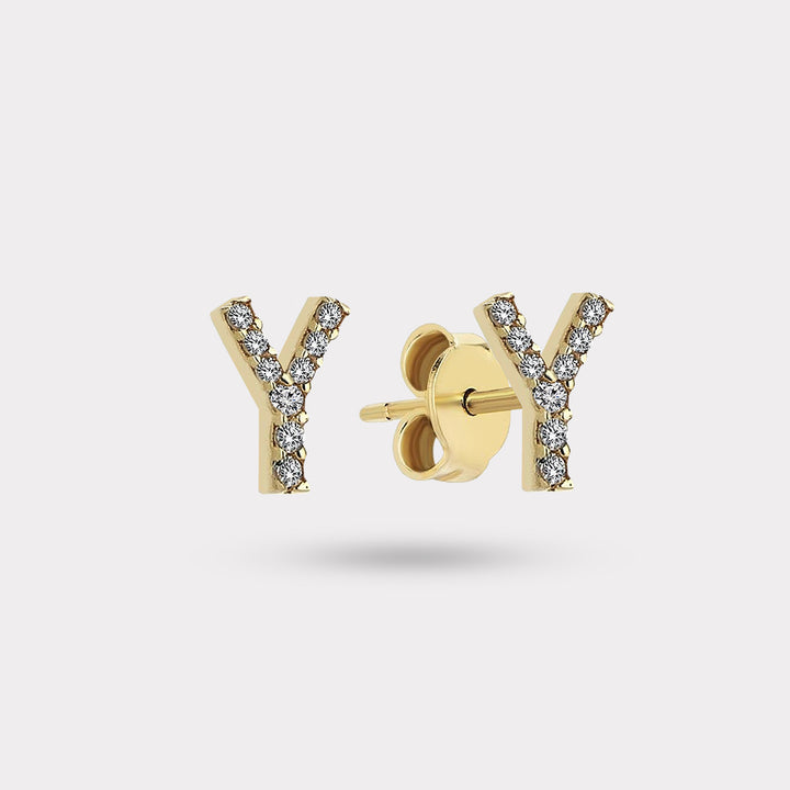 INITIAL DIAMOND STUD EARRING