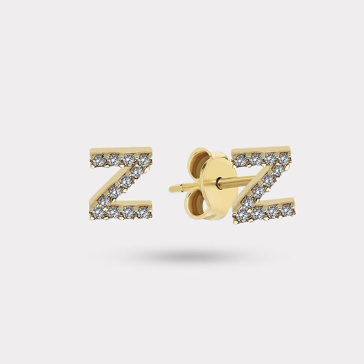 INITIAL DIAMOND STUD EARRING